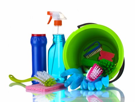 Commercial cleaners working in a Brixton office reception area