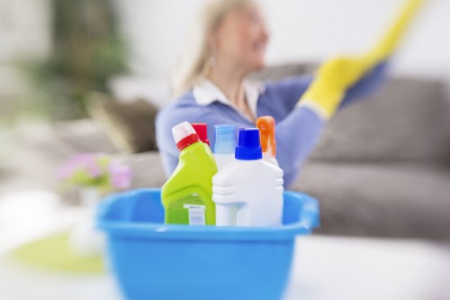 Office cleaning equipment ready for a Brixton commercial property